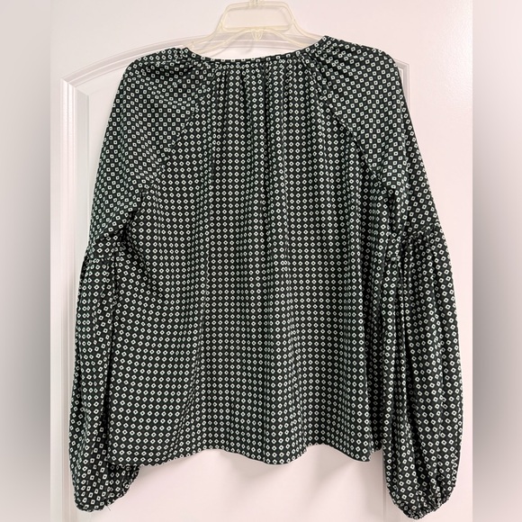 Veronica Beard Dark Green Geometric Blouse Sz 6 - Picture 7 of 12